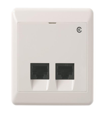 Elko UTP C6 Modulæruttak utenpåliggende, hvit 2 x 8 K6, Datamaskin & surfing