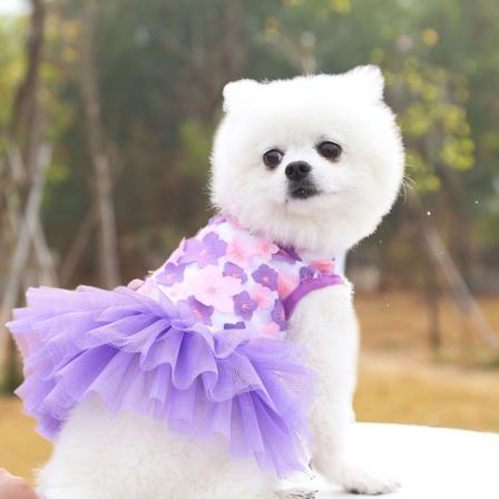 Kæledyrstøj Nederdel Forår/Sommer Teddy Bichon Peach Blossom Nederdel Bomuld Purple XS