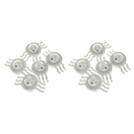 10 stk. 3x3w Høy Rgb Rød Led Lampe Sparelampe Perler Pærer 6pin 45mil 3w Høy