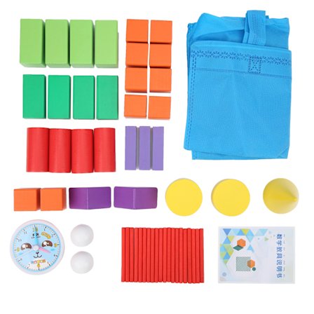 Barn Tre Geometriske Byggeklosser Tredimensjonale Klosser Pedagogisk Lekesett 32stk Eskepakket + Liten Vekkerklokke