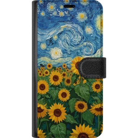 Xiaomi Redmi Note 14 Pro+ Lommeboketui Solsikrefelt under en stjerneklar himmel - Maleri inspirert av Van Gogh