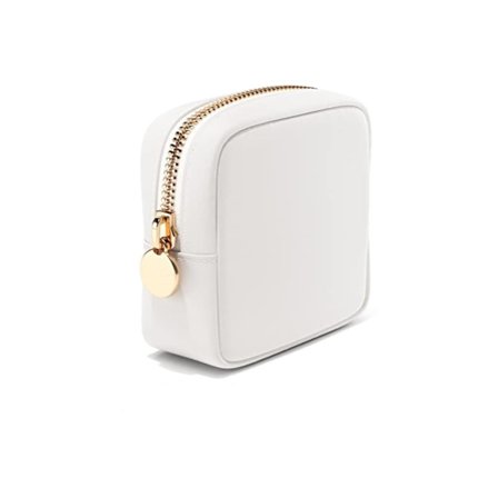 Makeup Taske Dame Rejse Makeup Taske Lille Håndtaske Makeup Taske PU Læder Bærbar Makeup Taske Medium Størrelse med Lynlås, Lille Makeup Taske Hvid