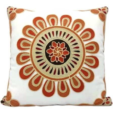 1 stk. broderet dekorativ pudebetræk (orange beige, 18x18 tommer)
