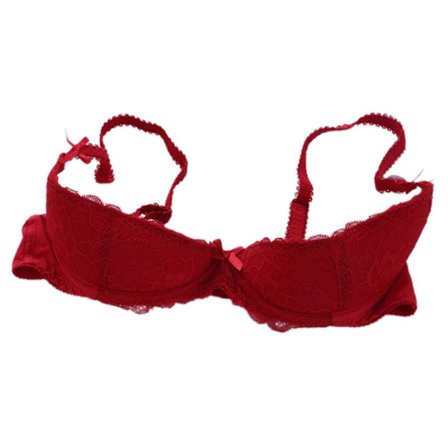 Balconette-BH för kvinnor med push up-effekt 1/4 kupa spets-BH med bygel lågt skuren BH rosetter hylla BH Bralette underkläder röd