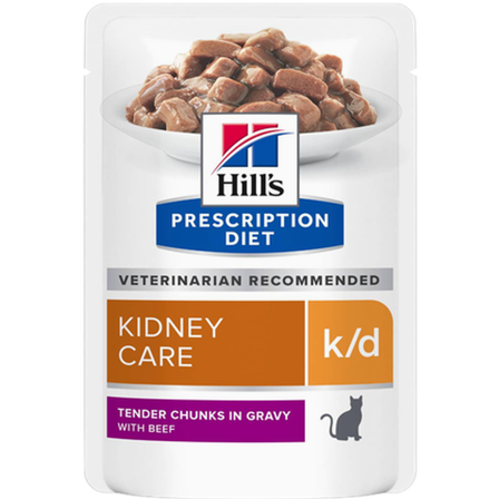 Hill's Prescription Diet Feline - k/d Kidney Care Beef Pouch 12x85g - Katt - Kattefôr & kattemat - Veterinærfôr for katt - ZOO.no