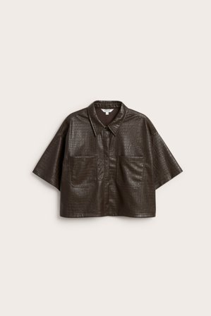 Kappahl | Skjorte i kunstlær | Mørkebrun