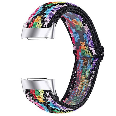 Elastisk nylonrem med justerbar spenne flettet klokkestropp for Fitbit Charge 6/5 - 14# [DM]