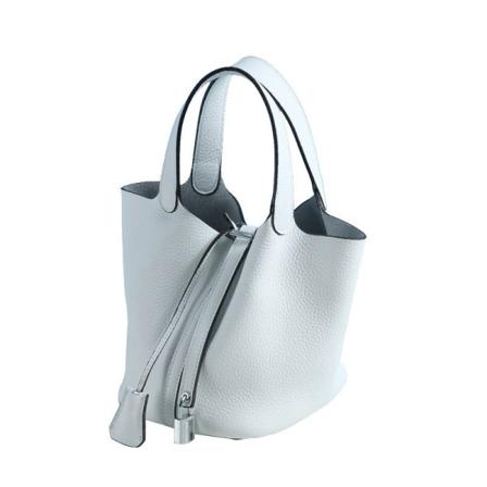 Kvinder Dame Håndtaske Læder Håndtaske First Layer Cowhide Bucket Bag Large/22cm White