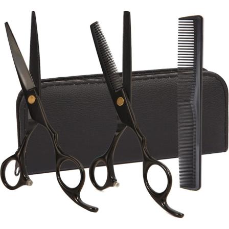 Hårklippesæt, 11 dele professionelt hårsæt med klippesaks, udtyndingssaks, nakkebørste, kam, barberkappe, hårclipper Black