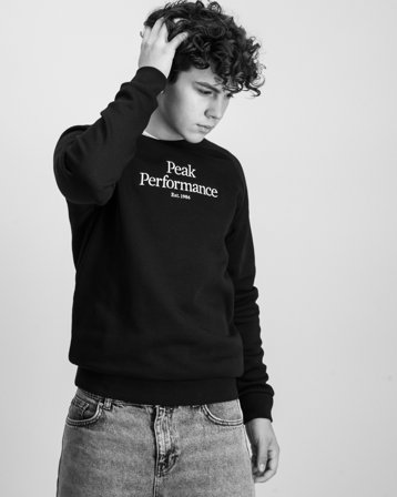 Peak Performance Jr Original Crew Svart Genser Gutt - Kids Brand Store