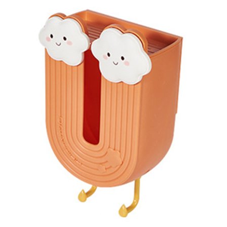 Dekorativ tegneserie-tissueboks Multifunktionel servietdispenser med krog til køkken badeværelse orange