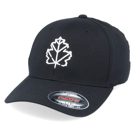 Iconic - Svart flexfit Keps - 3D Maple Leaf Black Flexfit - Wild Spirit @ Hatstore