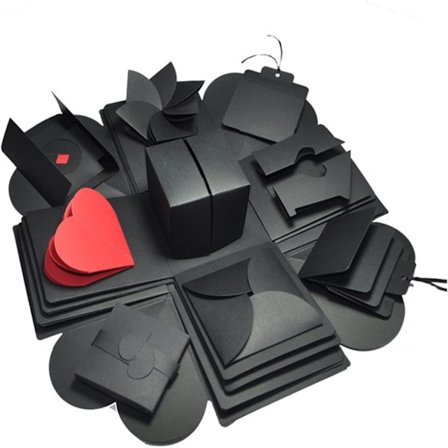 Explosionsbox DIY Kärleksminnen Scrapbook Album Box Överraskningsgåva Box med 4 ansikten