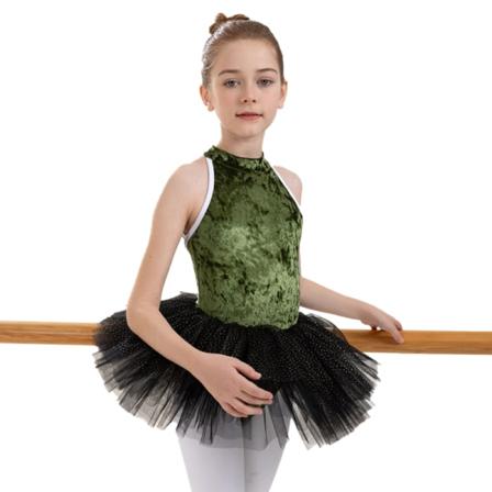 Flickor Småbarn Sammet Ärmlös Dans Balett Mesh Tutu Trikå Ballerina Outfit Green 150cm
