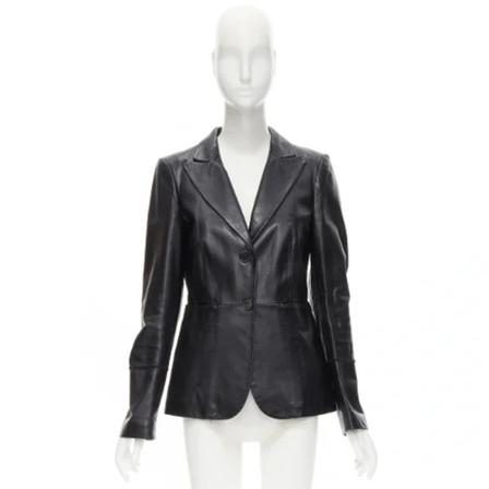Gucci Vintage Pre-owned Leather outerwear , Zwart , Dames , Maat: M Vintage Jassen