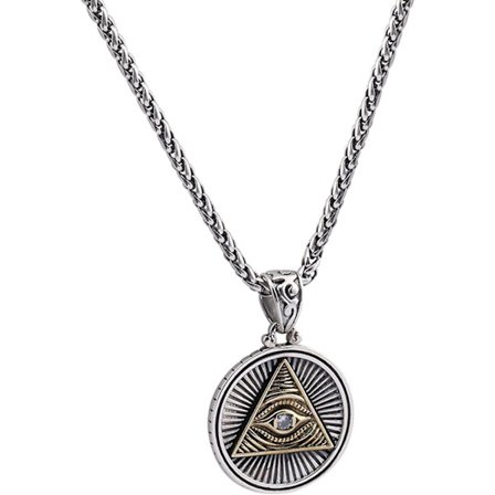 Miesten 925 Sterling hopea Vapaamuurari Illuminati Riipus Vintage Gothic All-Seeing Eye Vapaamuurari Signet Kaulakoru Eye Of Providence Master 