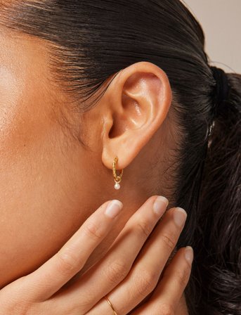 Enamel Copenhagen Belle Pearl Hoops - Gold - ONE SIZE