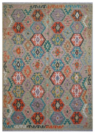 Alfombra Kilim Afghan Old Style 177X244 Verde Oscuro/Marrón (Lana, Afganistán)