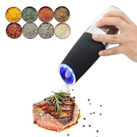 Elektrisk pepparkvarn Gravitationsautomatisk saltkvarn Kryddkvarn med LED-ljus