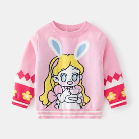 Tröja Med Rund Hals För Flickor Med Printed I Stickade Tröjor