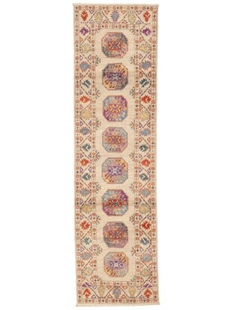 Kazak Fine Rug 76X283 Runner Brown/Beige Wool, Afghanistan