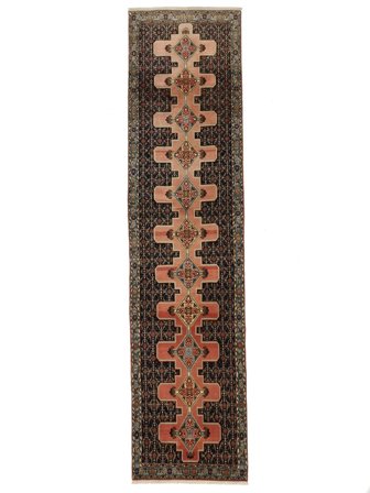 Senneh Vloerkleed Oosters Tapijtloper Bruin/Zwart (Wol, Perzië)
