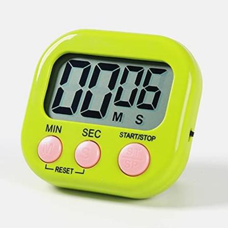 Grøn magnetisk køkkenur med stort LCD-display, timere til C