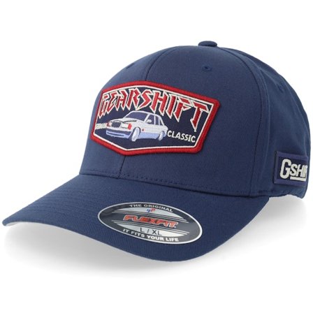Gearshift - Blauw flexfit Cap - German Classic Car Gshift Navy Flexfit @ Hatstore