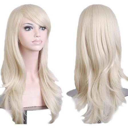Acsergery Uusi 58 cm Cosplay Aaltoilevat Peruukit Koko Pään Valkoinen Vaalea Hiusten Peruukki Anime Cosplay/asu Lahja