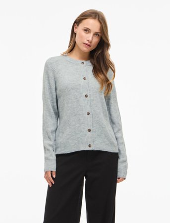 Vila Vivioli O-Neck Rib Knit Cardigan-Noos - Grey - XL