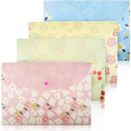 4 stk. A4 Ringbind med Blomstermønster, PVC-Omslag