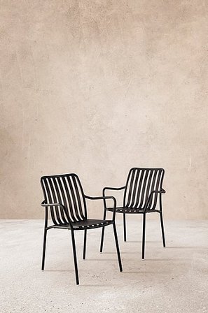 Jotex - Armleunstoel 2-pack Zwart Zwart - NANTERRE - Koop Tuinstoelen & tuinkrukken bij Jotex