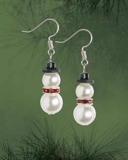 Bastelset – Gestalte deine eigenen Weihnachts-Ohrringe Schneemann in Perlen - 4 Paare - Solid Oak Inc.