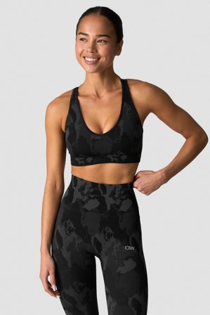 ICANIWILL - Camo Seamless V-neck Sports bra Dark Grey Camo - Dame - ICIW