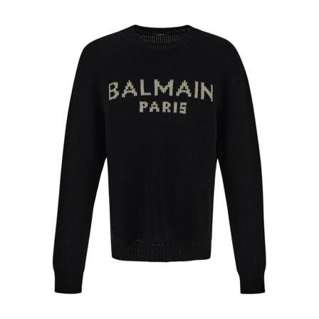 Balmain, Crew Neck Logo Sweater Czarny, Mężczyzna, Rozmiar: L