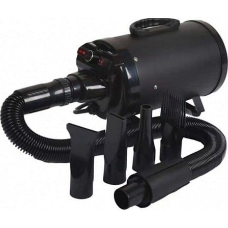 Hunde/kattetørrer med slange og 3 dyser 2400W Sort