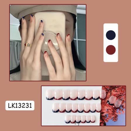 24st Retro Röd Blå Falskt Lim Nails Art Akryl Cover