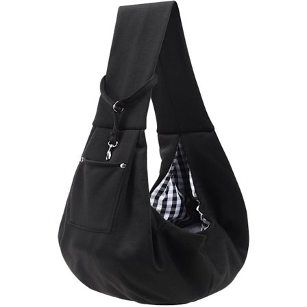 ING Vendbar Kæledyrstaske, Crossbody Kæledyrstaske, Med Opbevaringslomme, Håndfri, Velegnet til Små Hunde og Katte, Sikkerhedsrem til Rejser, Sort