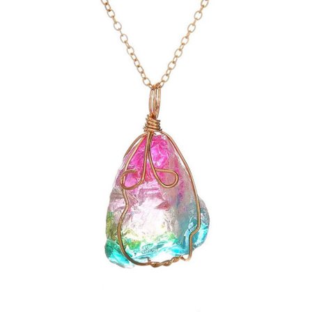 Kristalli kaulakoru - Sateenkaari käsintehtyjä kulta-yksityiskohtia