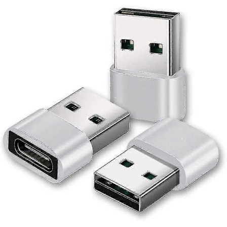 USB-C till USB-adapter [3-pack, silver], USB-A till USB-C, USB-C till USB, USB-C-adapter, USB-C-kontakt, USB-adapter, USB-C till USB, USB USB-C, USB-C