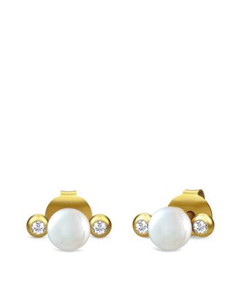 Perla Earring - Gold Accessories Jewellery Earrings Studs Hvit Julie Sandlau