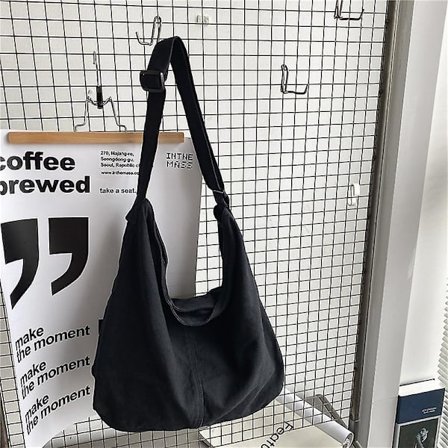 Håndtaske Dame Skuldertaske Stor Lærred Crossbody Tasker til Kvinder Bomuldsklud Mode Koreanske Kvindelige Studerende Skole Taske Håndtasker(sort)