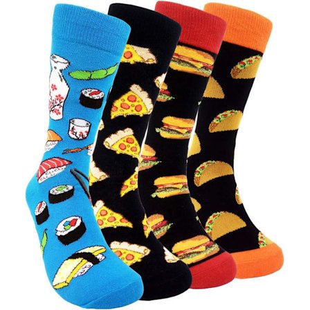 4 stk. Mænds Sjove Mønstrede Strømper Sjove Nyhed Skøre Design Bomuldsstrømper Gave til Mænd