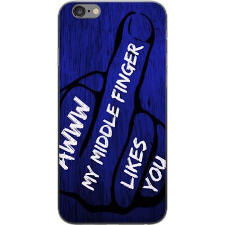 Kompatibelt Mobildeksel til Apple iPhone 6s Plus Mørk typografisk illustrasjon med hjerteform og budskap om vennskap mot dyp blå tretekstur