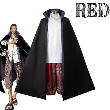 Anime One Piece Cos Suit Rött hår Shanks Skjorta Trench Coat Coat Cosplay Kostym Nautical King Herr Cosplay Kläder Halloween