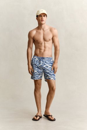 GANT Herren Waves Badeshorts mit Print (XXL) Blau