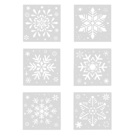 6 stk. Sjablonger Håndverk God Jul Snøfnugg Sjablong Vinterferie Sjablonger Tegnemal God Jul Sjablonger