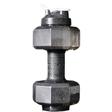 Dumbbell-formet, stor kapasitet, bærbar svart plast sportsdrikkeflaske