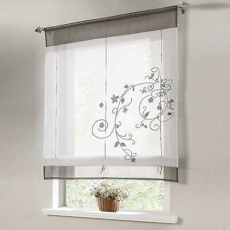 Romantiska gardiner med toppetiketter för kök och balkong