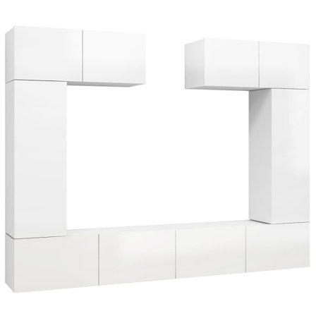 vidaXL TV-skåp 6 delar vit högglans spånskiva